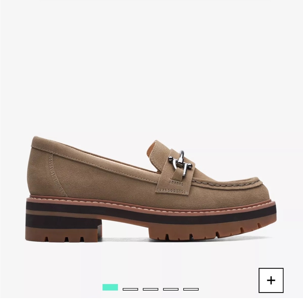 Clarks Tan Loafers with Silver Accent